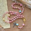 Our Lady's Mercy with Sparkling Pink-Blue Crackle Glass Rosary