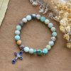 Christianartworkshop Ocean's Faith with Multicolored Natural Stone & Turtle Charm Animal Bracelet