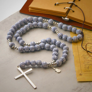 Victory in Christ Volleyball Prayer Rosary with Guitar Charm: A Melody of Prayer