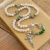 Sacred Heart Blessings with Rabbit Charms and White-Green Beads Animal Rosary