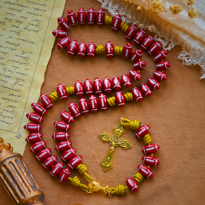 Holy Grail Blessing with Red Football Rosary and Golden Cord: Prayer for Strength
