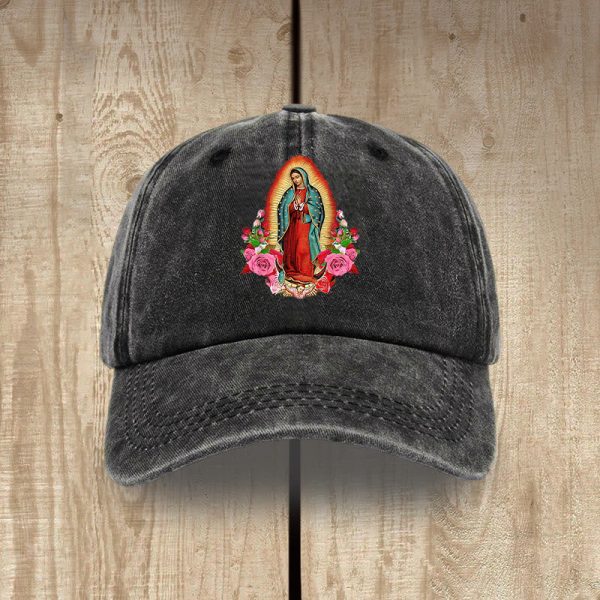 Christianartworkshop Spiritual Protection Our Lady of Guadalupe Washed Cotton Hat