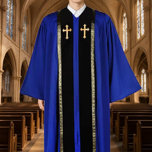 Christianartworkshop Traditional Multi-Color Church Clergy Robe with Gold Cross & Decorative