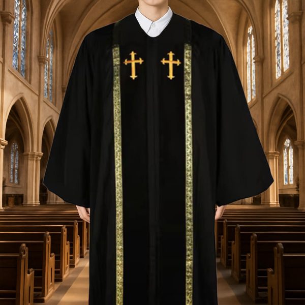 Christianartworkshop Traditional Multi-Color Church Clergy Robe with Gold Cross & Decorative