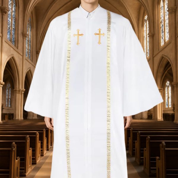 Christianartworkshop Traditional Multi-Color Church Clergy Robe with Gold Cross & Decorative