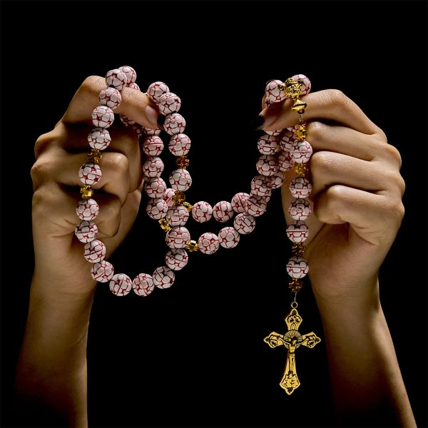 Dual Colors Faith & Victory Soccer Rosary with Crucifix & Holy Grail