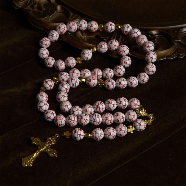 Dual Colors Faith & Victory Soccer Rosary with Crucifix & Holy Grail