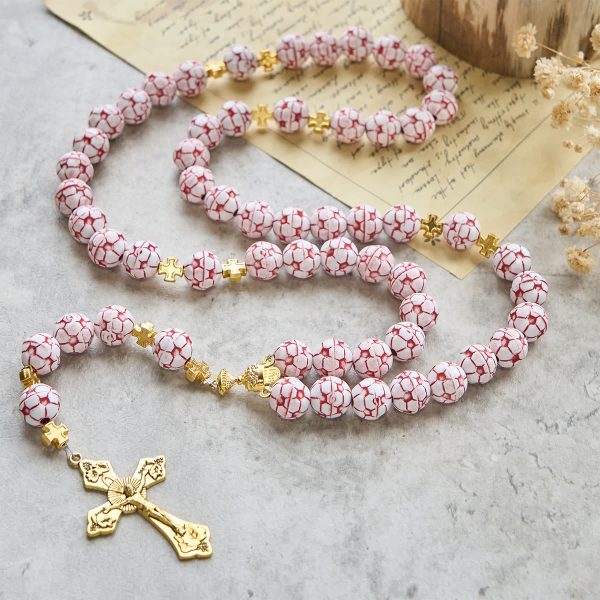 Dual Colors Faith & Victory Soccer Rosary with Crucifix & Holy Grail