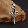 Intricate Sterling Silver Cross Necklace with Golden Dove: An Exquisite Blend of Detail and Devotion
