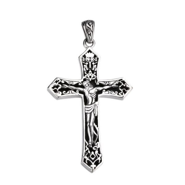 Vintage - Style Sterling Silver INRI Crucifix Pendant: A Timeless Emblem of Sacrifice and Grace