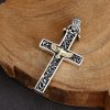 Intricate Sterling Silver Cross Necklace with Golden Dove: An Exquisite Blend of Detail and Devotion