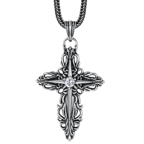 Classic Sterling Silver Filigree Cross Necklace with Zircon: A Profound Symbol of Faith