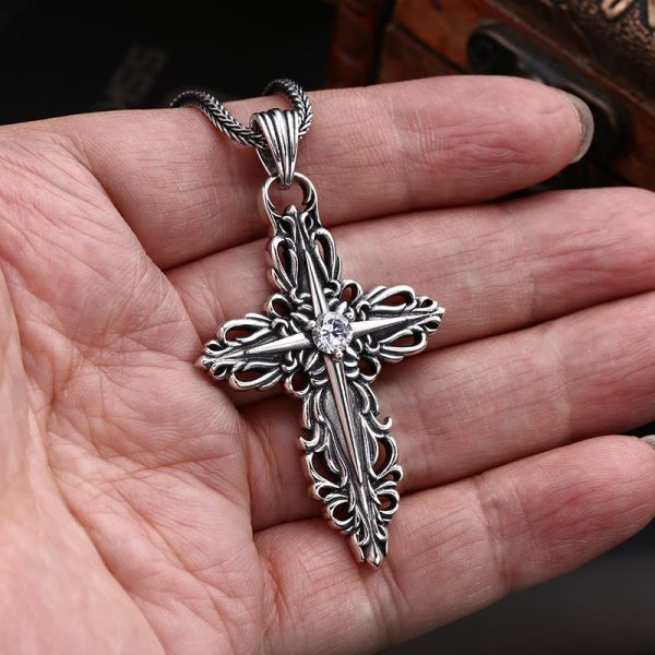 Classic Sterling Silver Filigree Cross Necklace with Zircon: A Profound Symbol of Faith