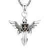 Artistic Winged Silver Cross Pendant with Shield Detail: A Unique Blend of Art and Belief