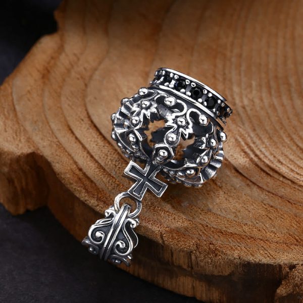 Vintage Sterling Silver Crown Cross Ornament Pendant: A Cherished Symbol of Spiritual Connection