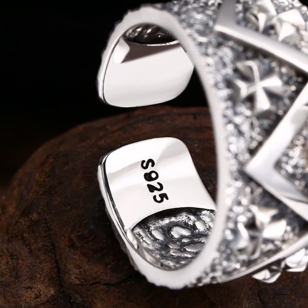 Classic 925 Silver Cross - Patterned Ring: A Profound Symbol of Faith