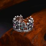 Gothic - Inspired Silver Crown Cross Ring with Zircon: A Bold Expression of Spiritual Reverence