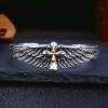 Vintage Two - Tone Silver Wing Cross Ornament Bracelet: A Cherished Symbol of Spiritual Connection