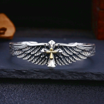 Vintage Two - Tone Silver Wing Cross Ornament Bracelet: A Cherished Symbol of Spiritual Connection
