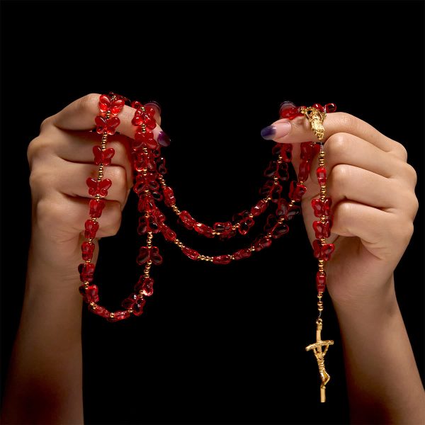 Our Lady's Grace with Blessed Red Butterfly Prayer Beads Animal Rosary
