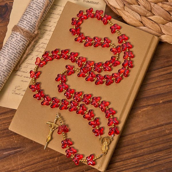 Our Lady's Grace with Blessed Red Butterfly Prayer Beads Animal Rosary