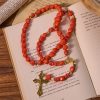 Christianartworkshop Light Over Darkness - Holy Grail of Salvation with Mystic Crimson Skull Beads Rosary