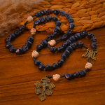 Light Over Darkness - Pardon Crucifix of Mercy with Black Skull Beads Prayer Rosary
