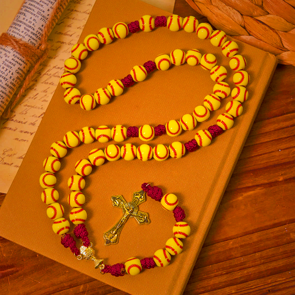 Dynamic Sports Prayer Softball Beads Rosary with Durable Nylon Cord for Lasting Strength