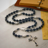 Handcrafted Matte Black Beads Rosary with Crucifix & Our Lady of Guadalupe