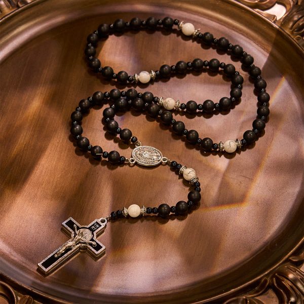 Christianartworkshop Handcrafted Matte Black Beads Rosary with Crucifix & Our Lady of Guadalupe