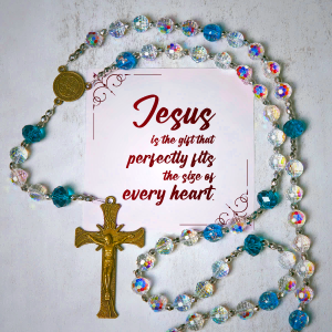 PRAYERFUL FAITH: Elegant Shining Beads St. Benedict Rosary with Gift Card