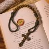 Christianartworkshop St. Benedict Protection All-Place Portable Bronze Beads Nylon Cord Pocket Rosary