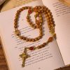 Christianartworkshop Thanksgiving Devotion Sandalwood Rosary with Golden Grace Pumpkin Gemstones & Holy Grail