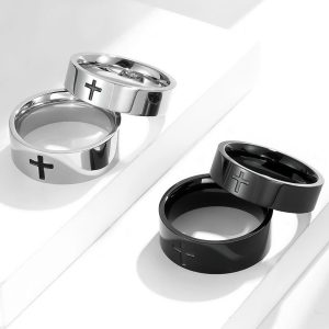 Christianartworkshop Two - Color Minimalist Cross Rings: Faith - Inspired Fashion