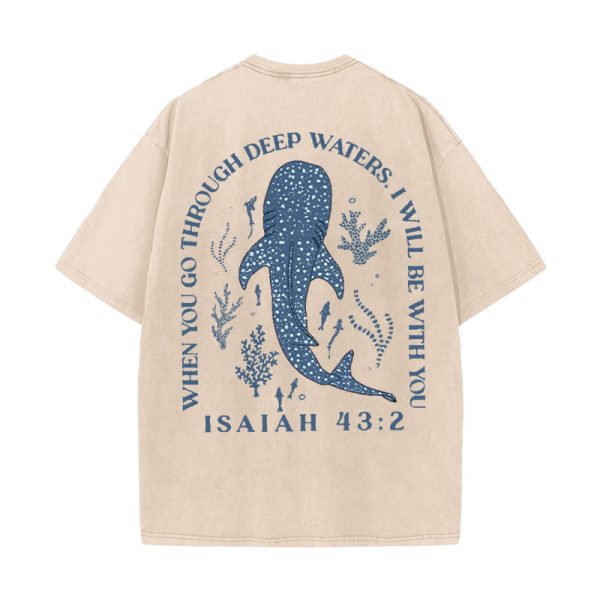 Christianartworkshop I Will Be With You Double Sided Washed Christian T-shirt