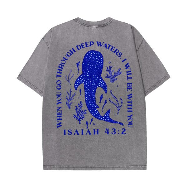 Christianartworkshop I Will Be With You Double Sided Washed Christian T-shirt