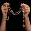 Unique Oversized Rainbow Aurora Beads Catholic Rosary with Holy Family Medal