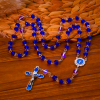 Mystical Purple and Blue Faceted Bead Prayer Rosary with Enamel Our Lady Medal