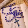 Mystical Purple and Blue Faceted Bead Prayer Rosary with Enamel Our Lady Medal