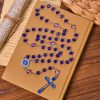 Mystical Purple and Blue Faceted Bead Prayer Rosary with Enamel Our Lady Medal