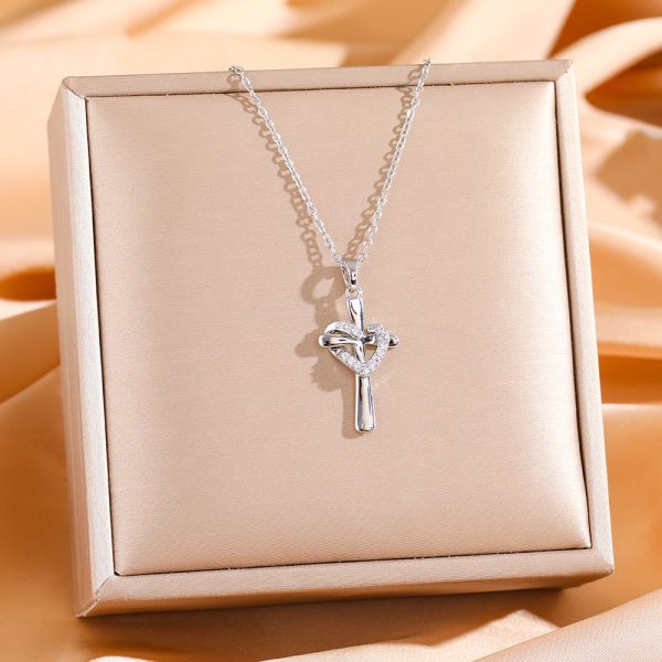 Christianartworkshop Dual - Tone Heart & Cross Necklace with Zircons: Fusion of Love and Faith