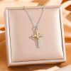 Christianartworkshop Dual - Tone Heart & Cross Necklace with Zircons: Fusion of Love and Faith