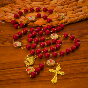 Our Lady of Guadalupe Bead Burgundy Elegance Rosary with Fatima Medal