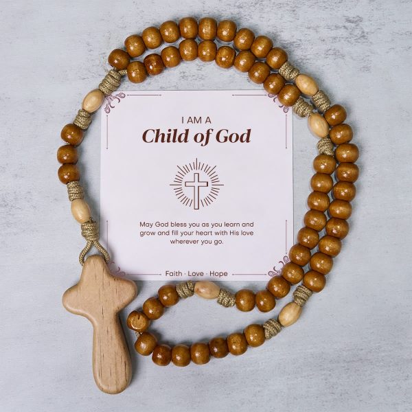 PRAYERFUL FAITH: Handmade Minimalist Olive Wood Rosary with Gift Card