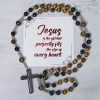 PRAYERFUL FAITH: Handmade Natural Obsidian Tiger's Eye Rosary with Gift Card