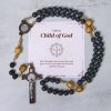 PRAYERFUL FAITH: Handmade Natural Durable Volcanic Stone Rosary with Gift Card