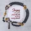 PRAYERFUL FAITH: Handmade Natural Durable Volcanic Stone Rosary with Gift Card