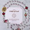Christianartworkshop PRAYERFUL FAITH: Handmade Rose & Ivory Floral Elegance Rosary with Gift Card