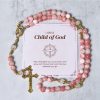 Christianartworkshop PRAYERFUL FAITH: Handmade Pink Glossy Beads Rosary with Gift Card