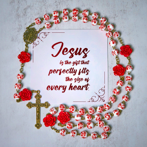 PRAYERFUL FAITH:Handmade Rose Cinnabar Beads Rosary with Gift Card